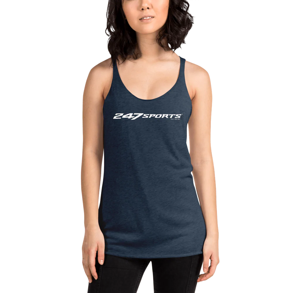 247 Sports White Logo Women's Tri-Blend Racerback Tank Top - Image 3