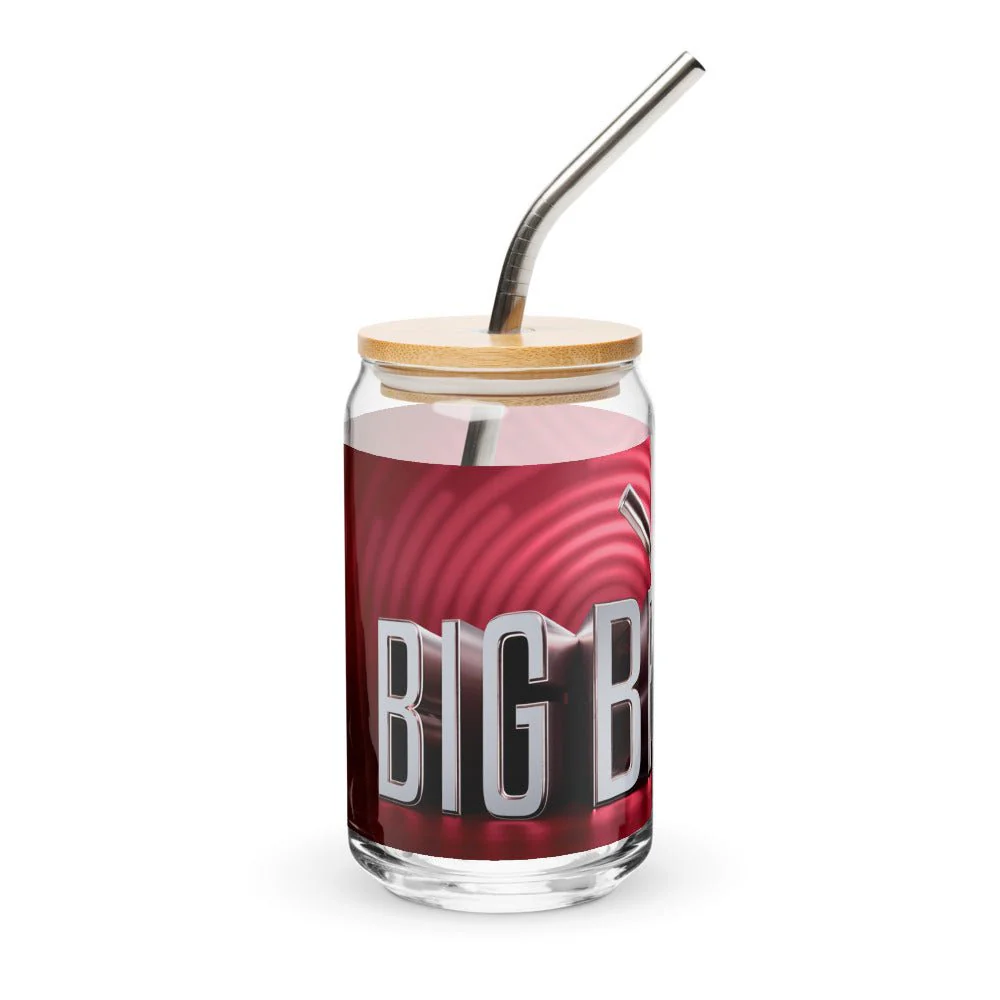 Big Brother Gold Magnifying Glass Can-Shaped Glass with Lid and Straw