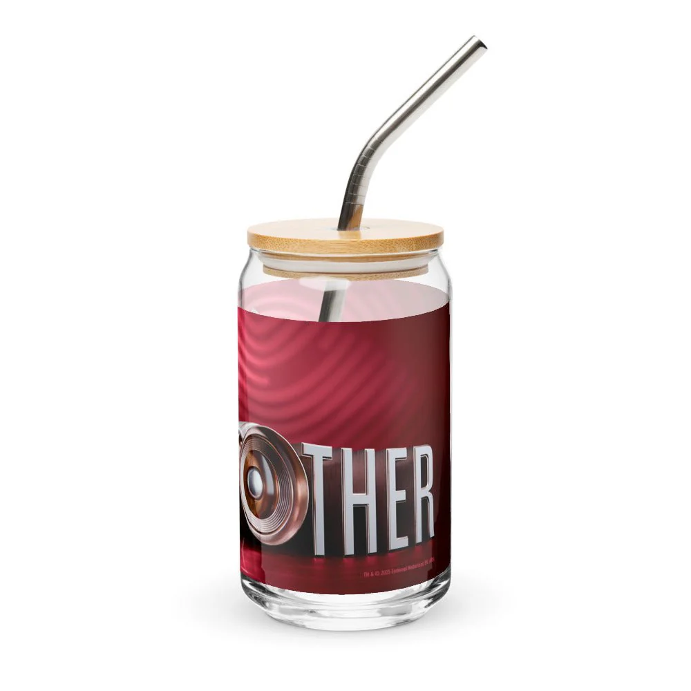Big Brother Gold Magnifying Glass Can-Shaped Glass with Lid and Straw - Image 3