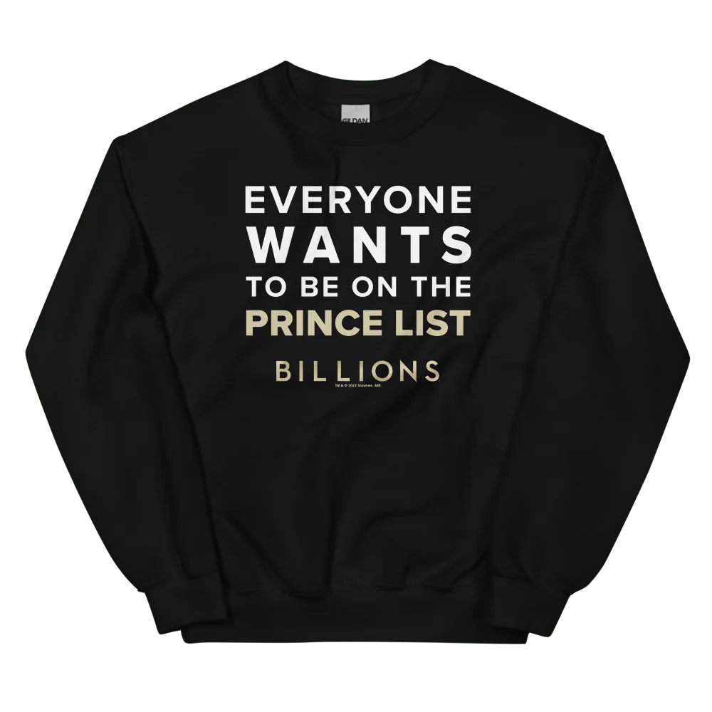 Billions Prince List Fleece Crewneck Sweatshirt