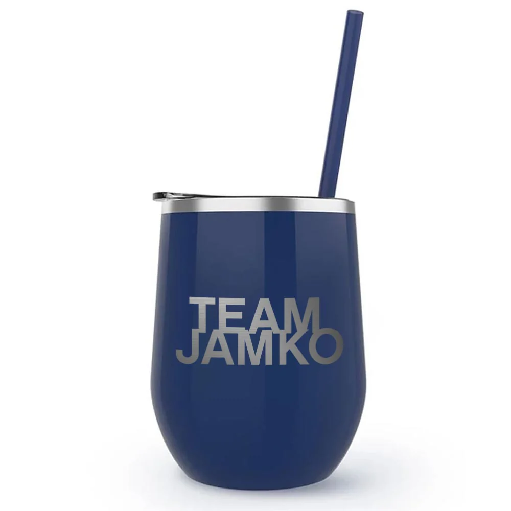 Blue Bloods Team Jamko 12 oz Stainless Steel Wine Tumbler with Straw - Image 2