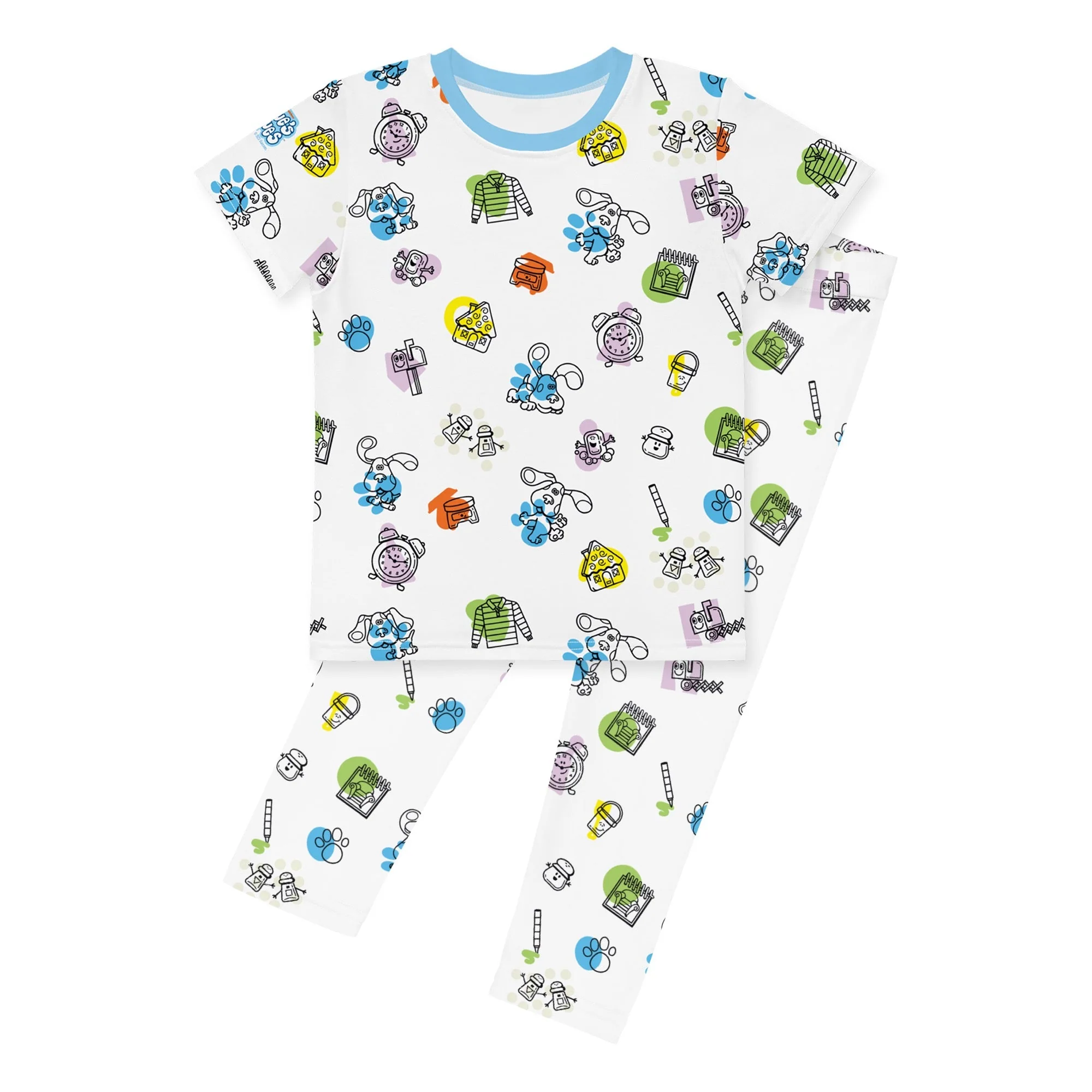 Blue's Clues Blue & Friends Pattern Kids Short Sleeve T-Shirt - Image 3