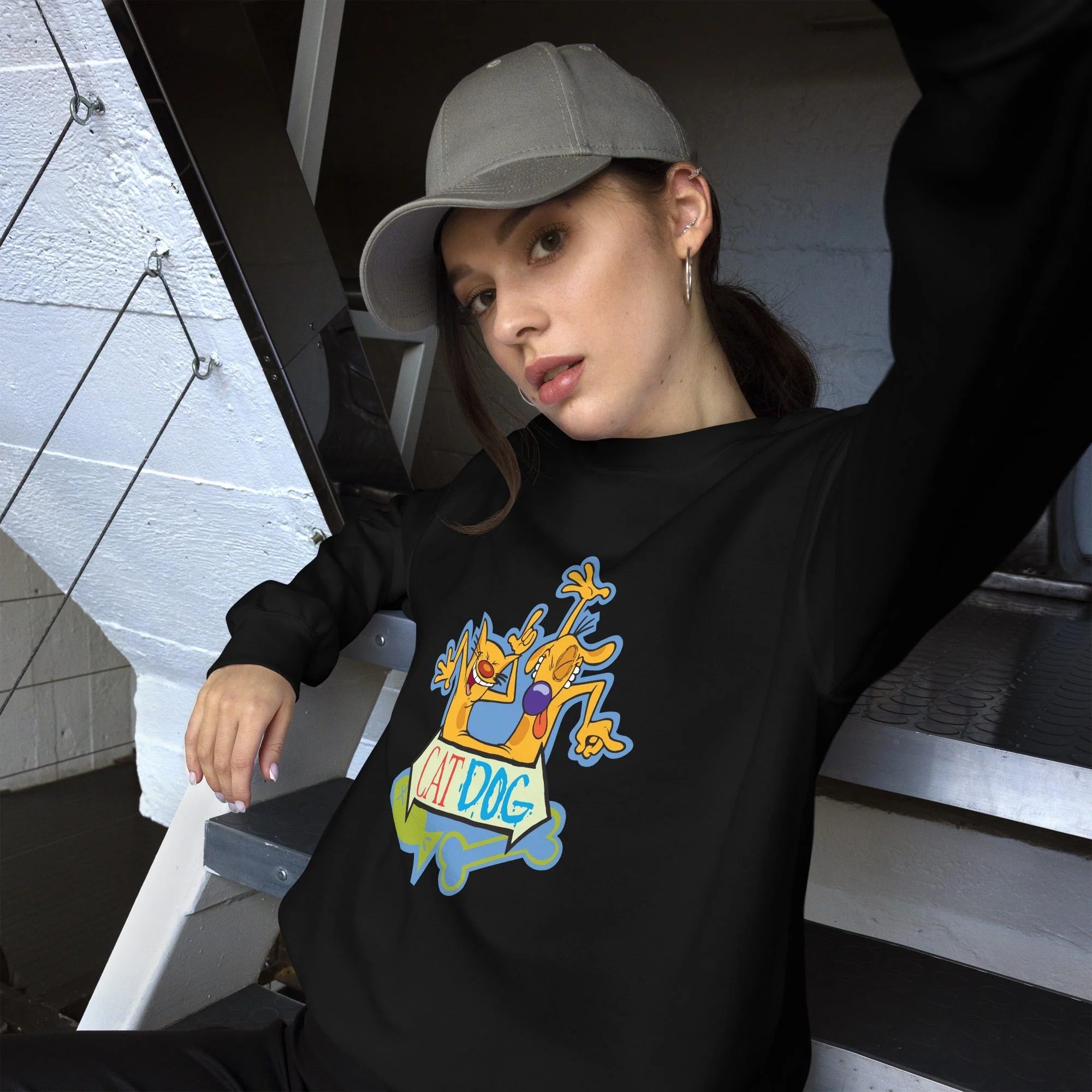 CatDog Dance Adult Crewneck Sweatshirt - Image 5