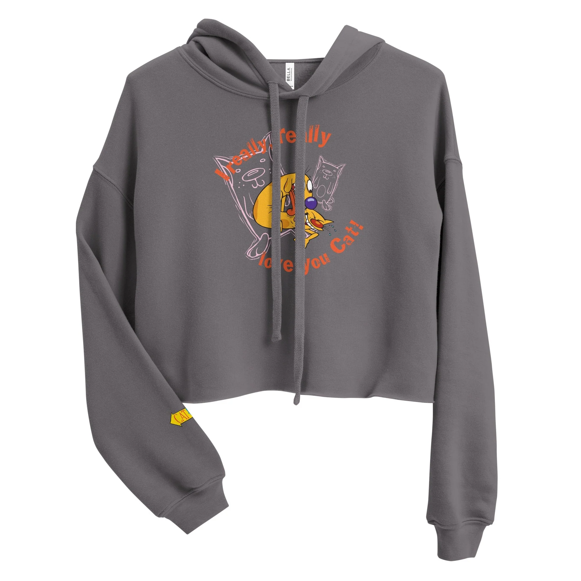 CatDog Really Love You Cat Women's Cropped Hooded Sweatshirt