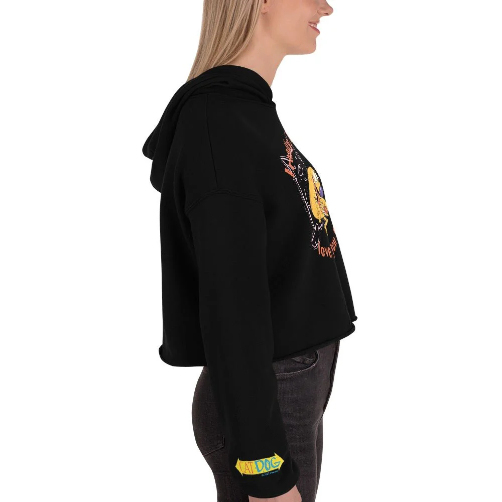 CatDog Really Love You Cat Women's Cropped Hooded Sweatshirt - Image 5