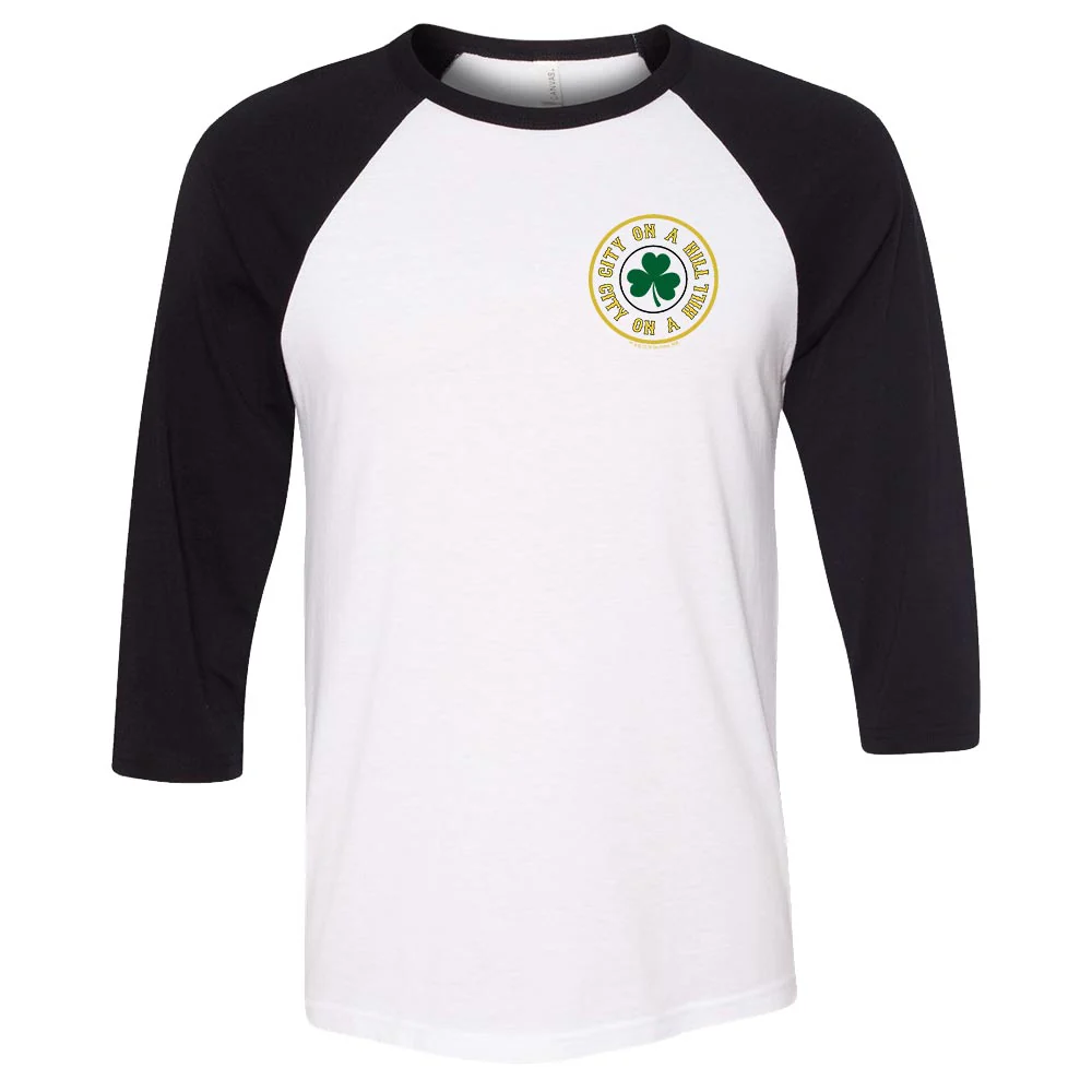 City on a Hill Shamrock 3/4 Sleeve Baseball T-Shirt - Image 3