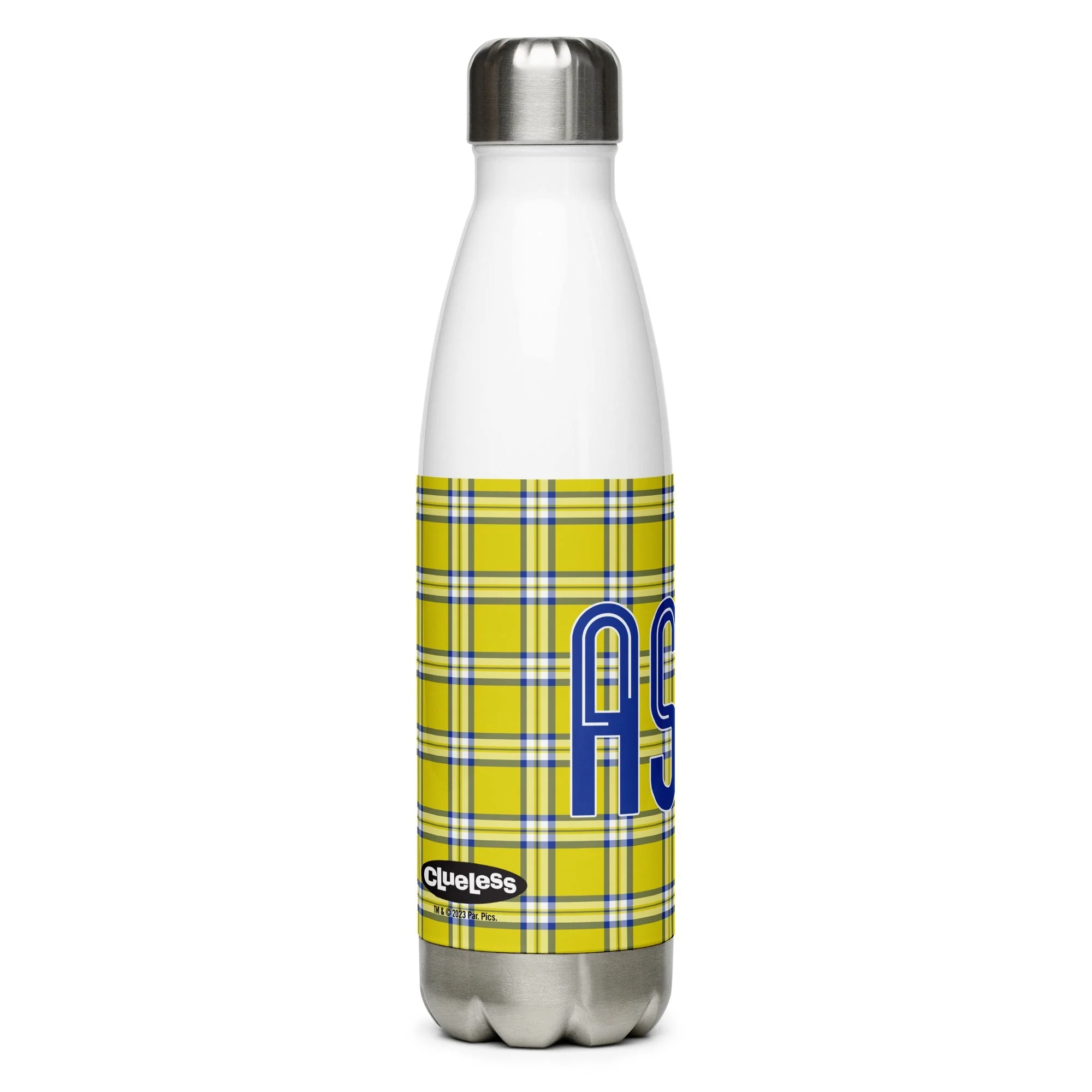 Clueless Yellow Plaid Stainless Steel Water Bottle - Image 6