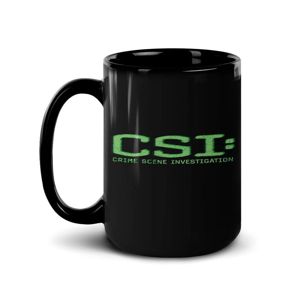 CSI: Crime Scene Investigation Glitch Logo Black Mug - Image 4