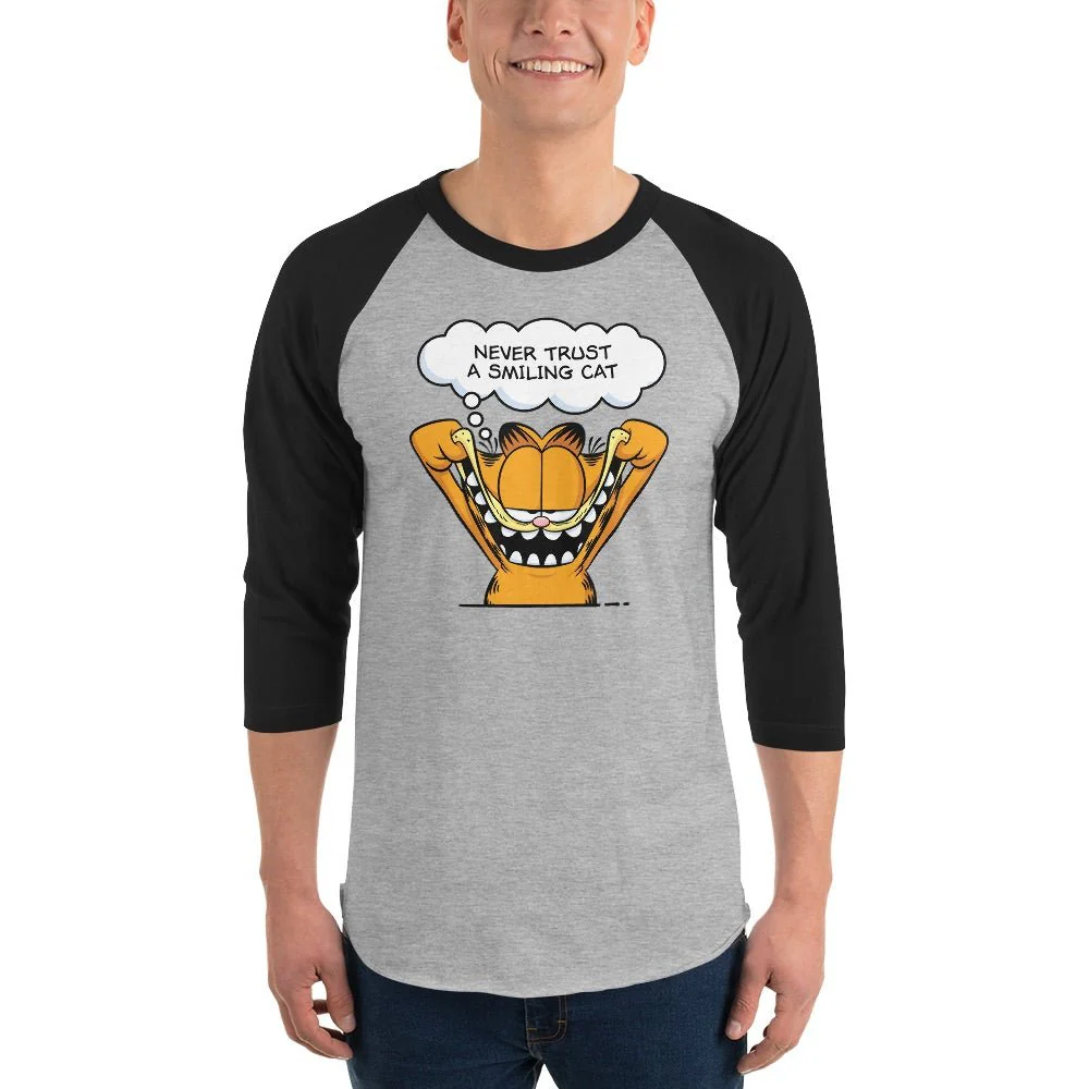 Garfield Smiling Cat Unisex 3/4 Sleeve Raglan Shirt - Image 3