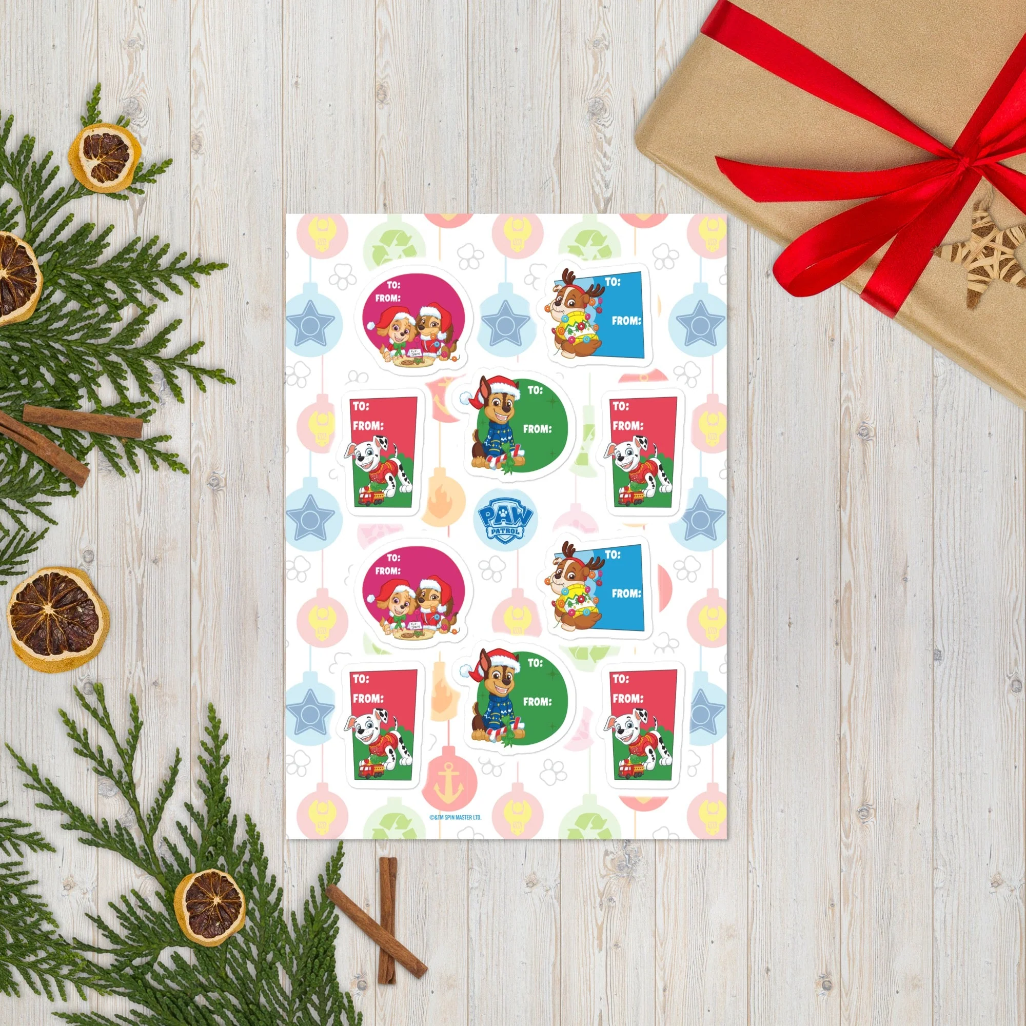 Paw Patrol Christmas Gift Label Sticker Sheet - Image 2