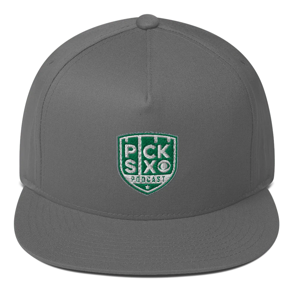 Pick Six Podcast Logo Embroidered Flat Bill Hat - Image 3