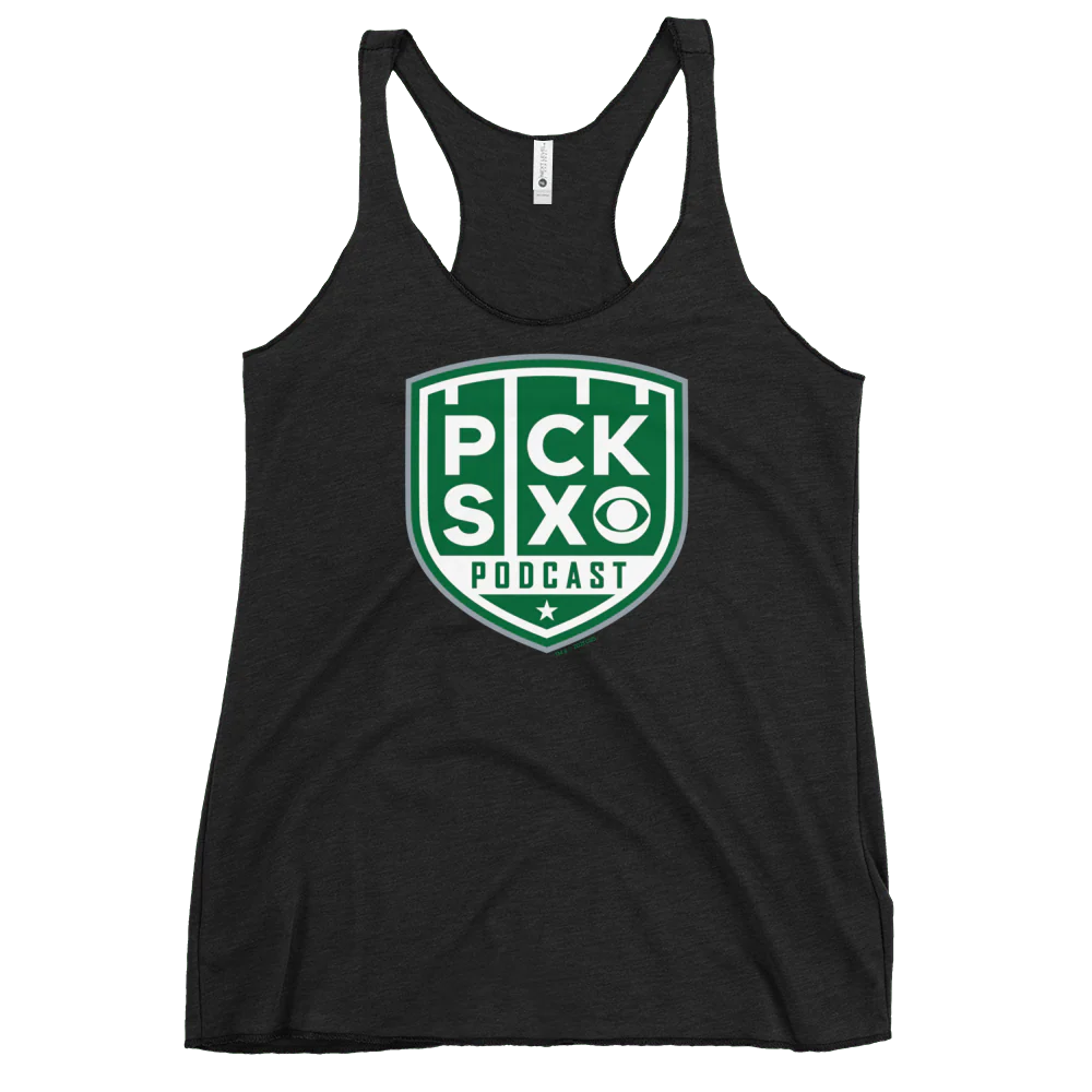 Pick Six Podcast Logo Women's Tri-Blend Racerback Tank Top