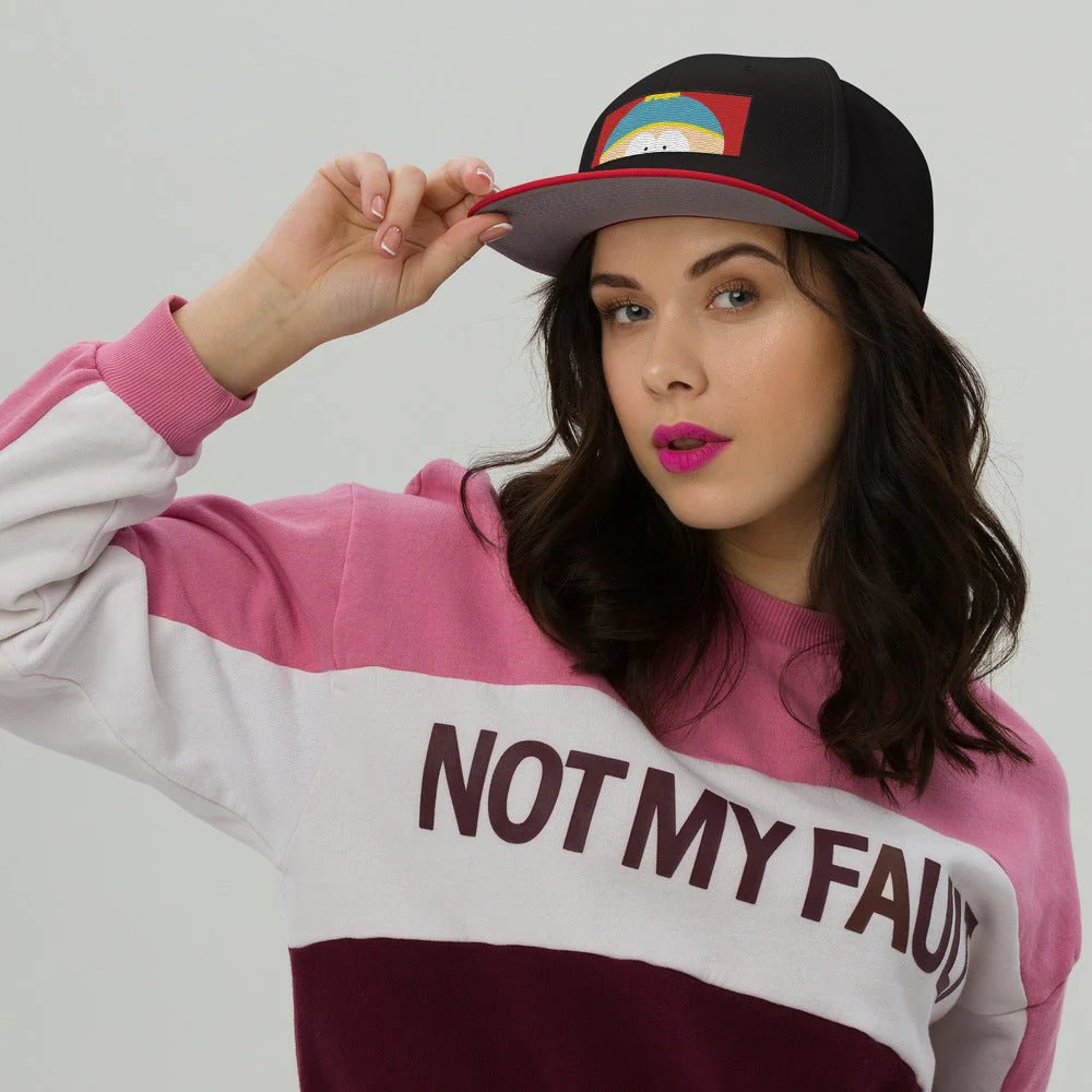 South Park Cartman Face Embroidered Snapback Hat - Image 3