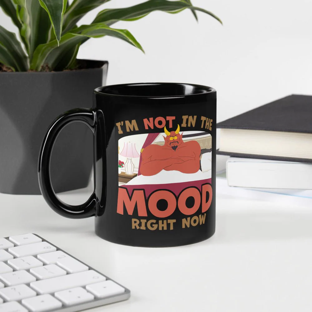South Park Satan I'm Not In The Mood Black Glossy Mug - Image 3