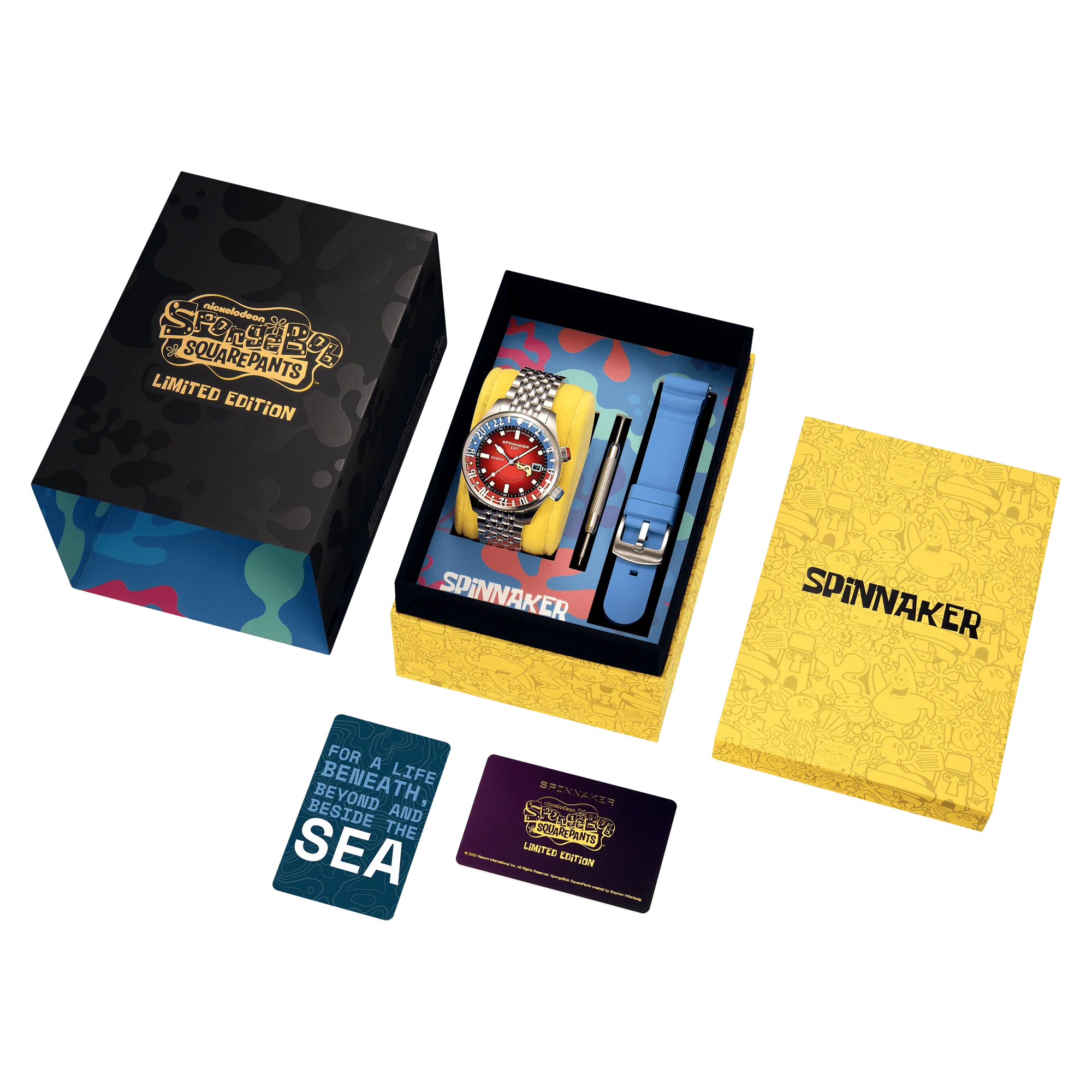 Spinnaker x Spongebob Squarepants Bradner GMT Automatic Bubbly Grins Mr. Krabs Glow Limited Edition Watch - Image 3