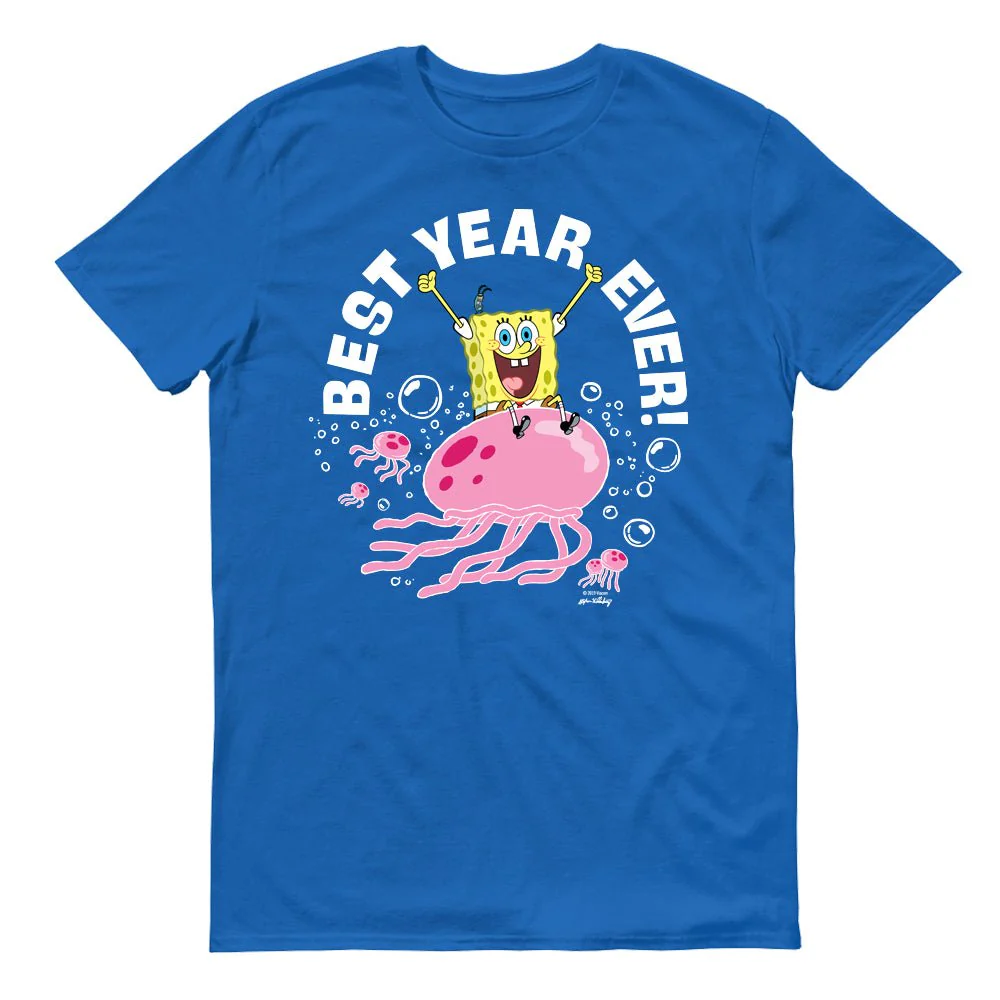 SpongeBob SquarePants Best Year Ever Jellyfish Adult Short Sleeve T-Shirt - Image 2