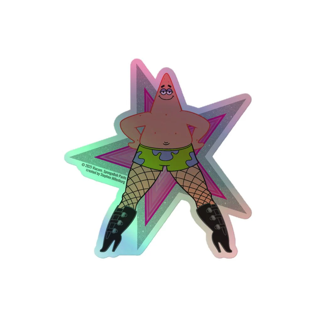 SpongeBob SquarePants Patrick Fishnets Stay Fancy Holographic Sticker