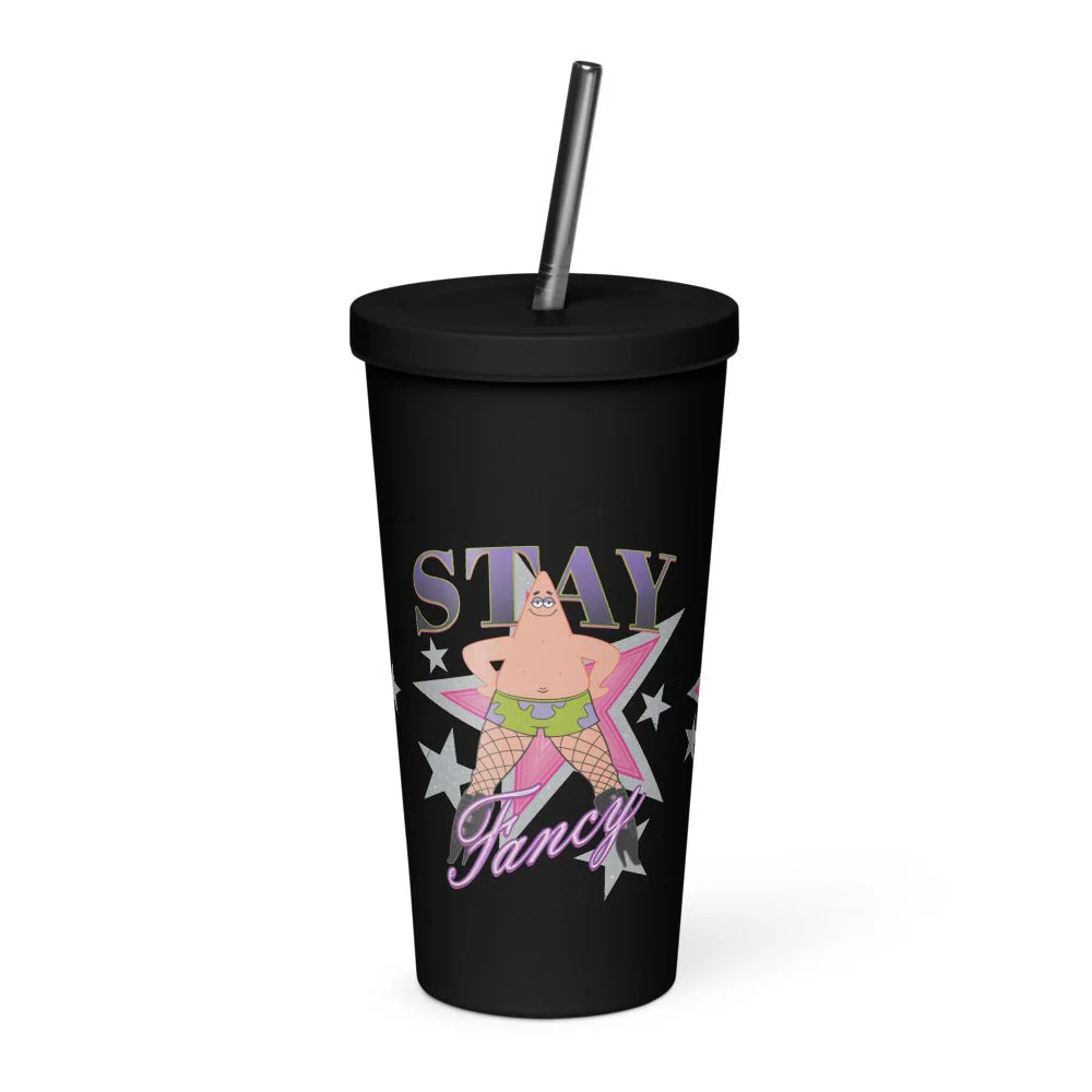 SpongeBob SquarePants Patrick Fishnets Stay Fancy Insulated Tumbler with a Straw - Image 3