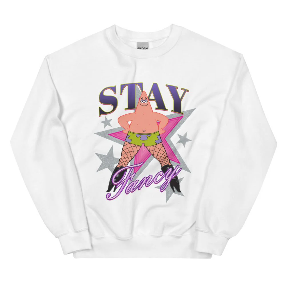 SpongeBob SquarePants Patrick Fishnets Stay Fancy Unisex Crewneck Sweatshirt - Image 9