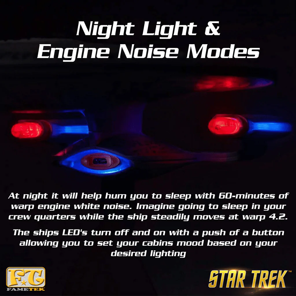 Star Trek: The Next Generation U.S.S. Enterprise NCC-1701-D Bluetooth® Speaker With Sleep Machine, LED's & Sound Effects - Image 3