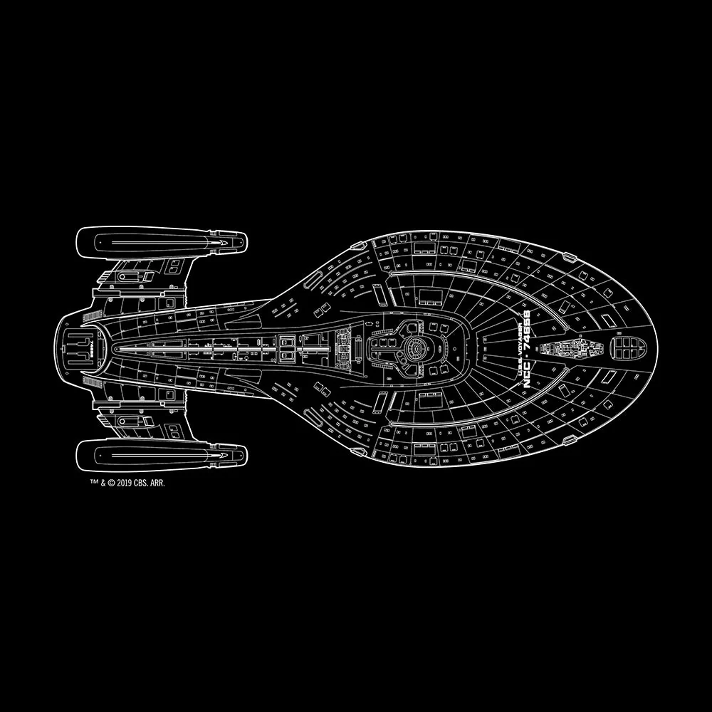 Star Trek: Voyager Schematic Adult Short Sleeve T-Shirt - Image 2