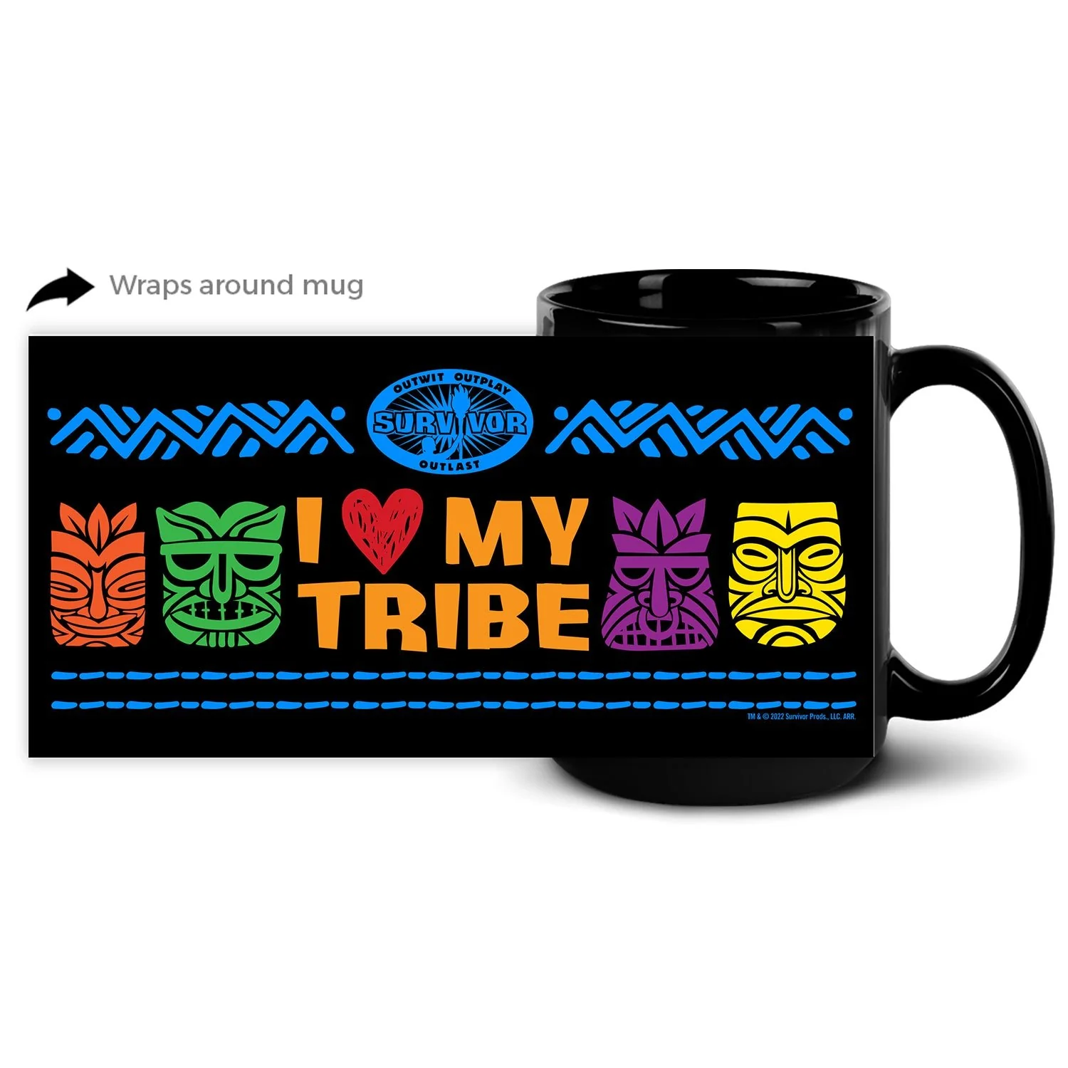 Survivor I Love My Tribe Black Mug - Image 5