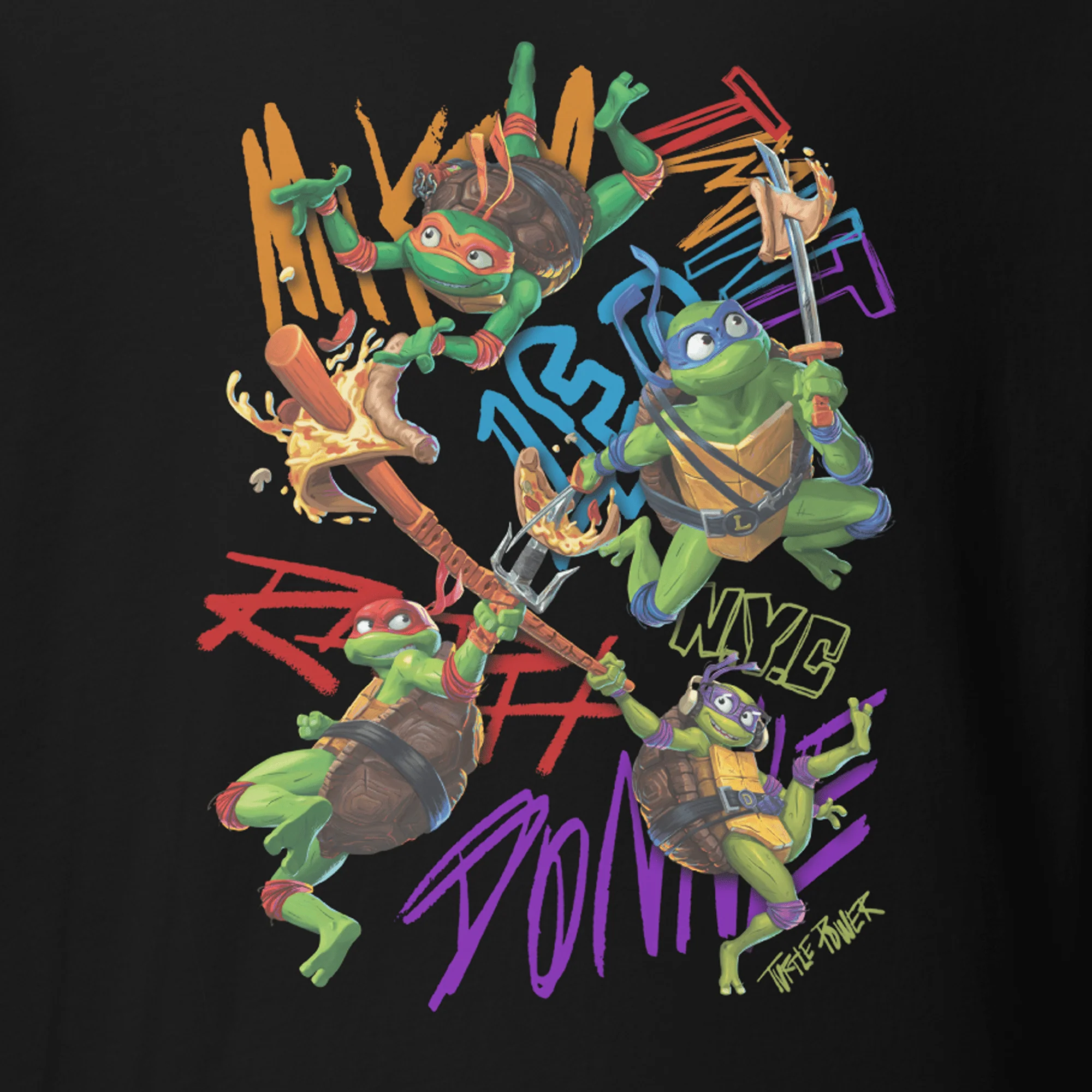 Teenage Mutant Ninja Turtles: Mutant Mayhem Pizza Adult Short Sleeve T-Shirt - Image 2