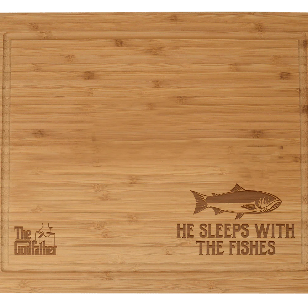 The Godfather He Sleeps With The Fishes Laser Engraved Cutting Board - Image 2