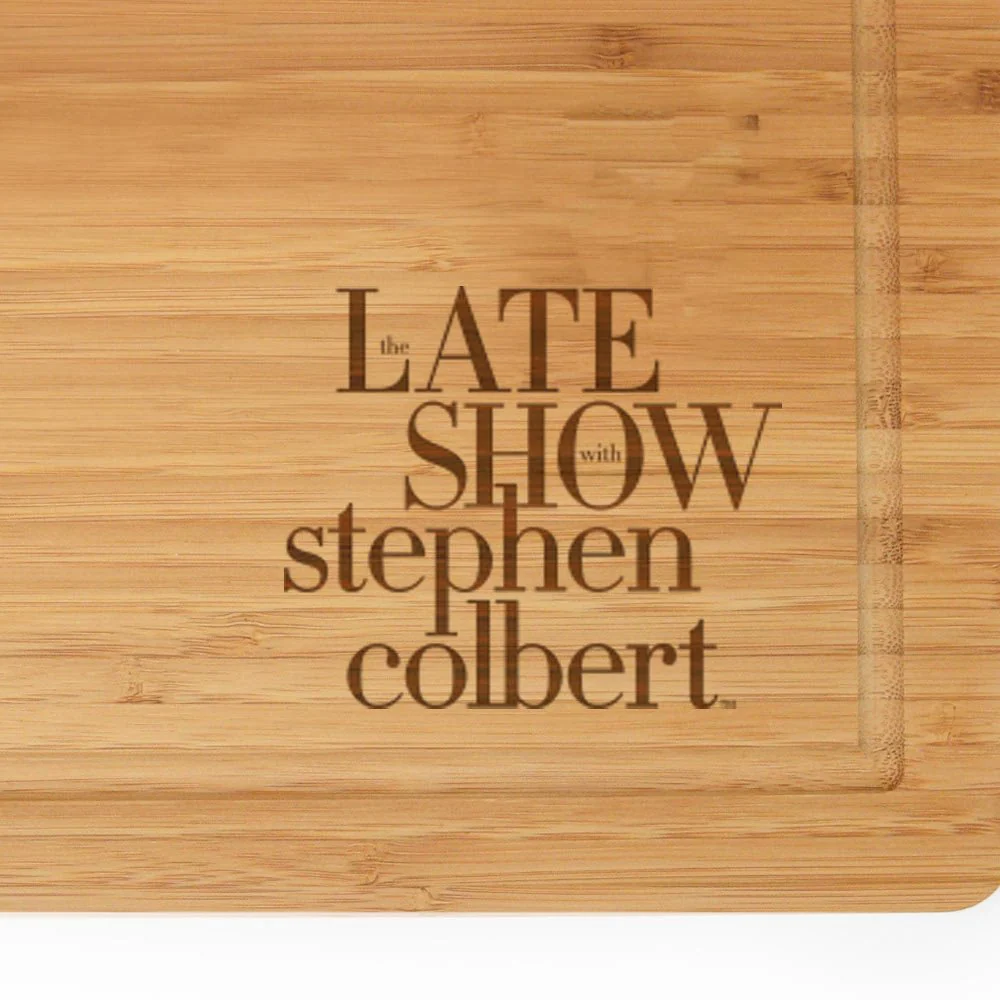 The Late Show with Stephen Colbert Logo Laser Engraved Bamboo Cutting Board - Image 2