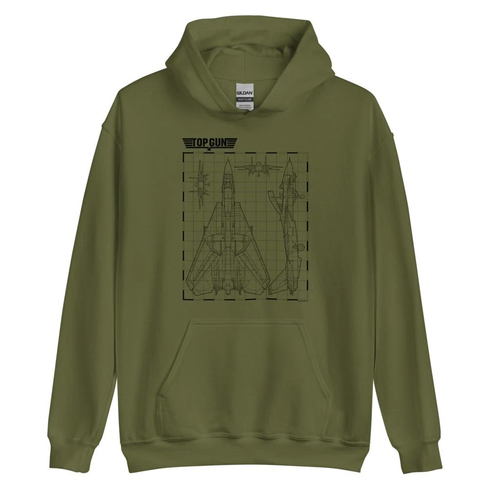 Top Gun Fighter Jet Schematics Hooded Sweatshirt
