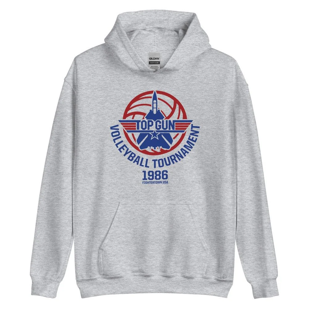 Top Gun Fighter Town USA 1986 Volleyball Tournament Hooded Sweatshirt - Image 3