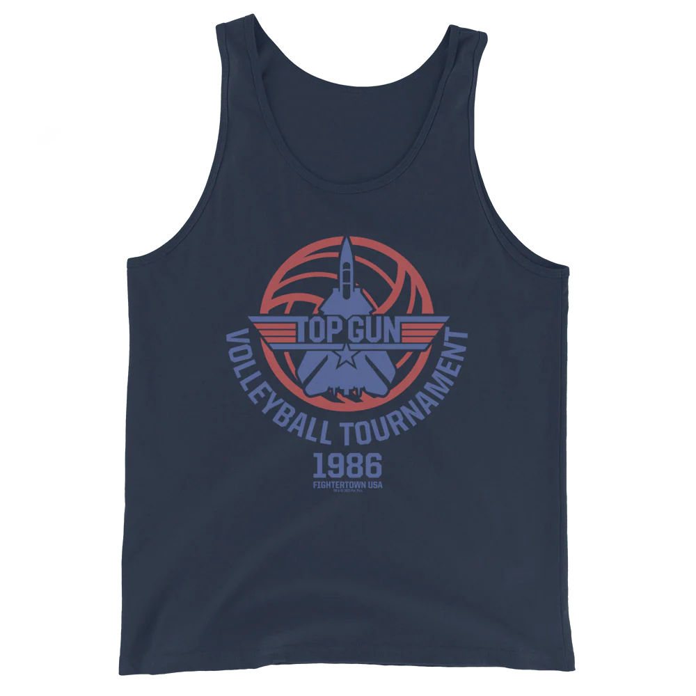 Top Gun Fighter Town USA 1986 Volleyball Tournament Unisex Tank Top - Image 4