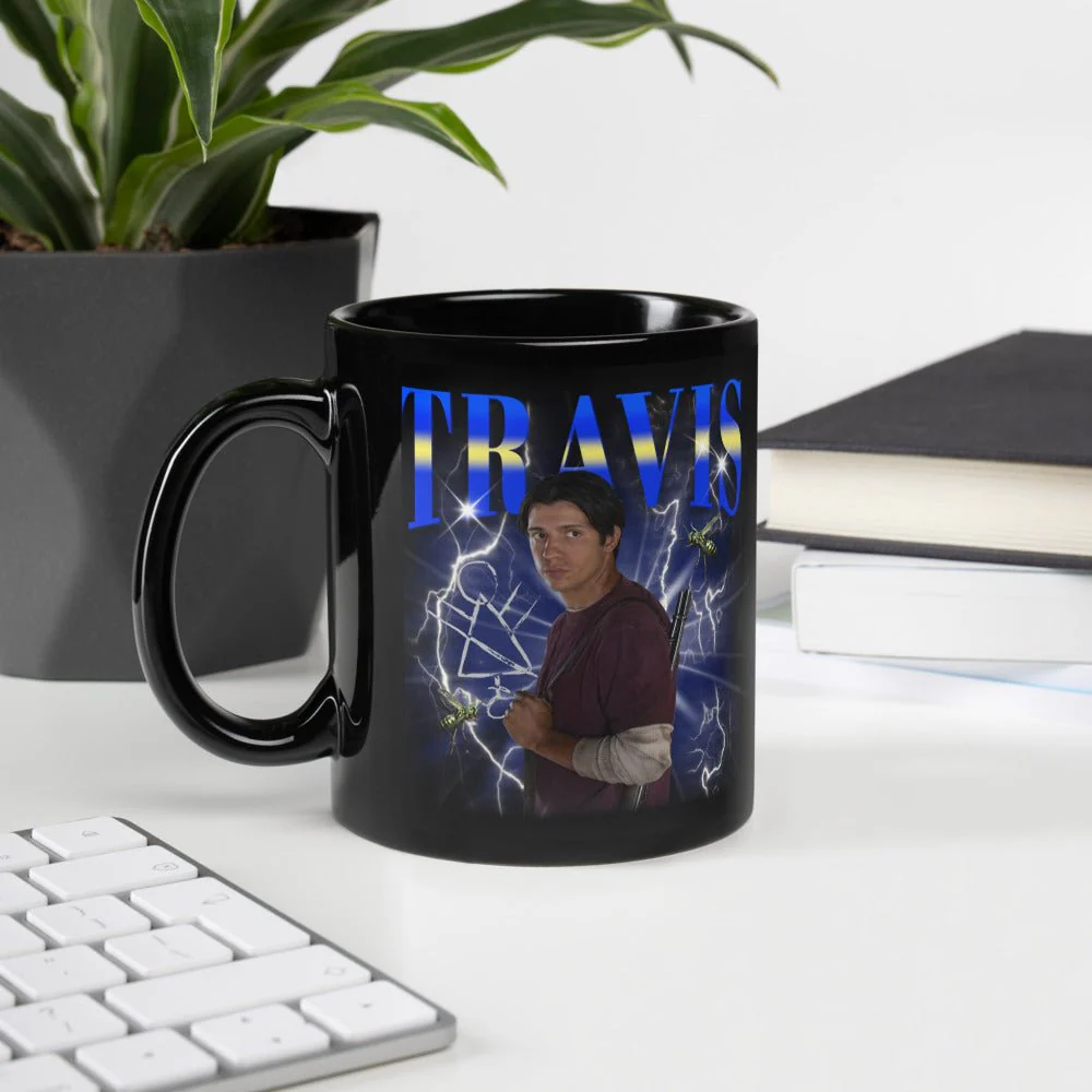 Yellowjackets Travis Heartthrob Black Glossy Mug - Image 3