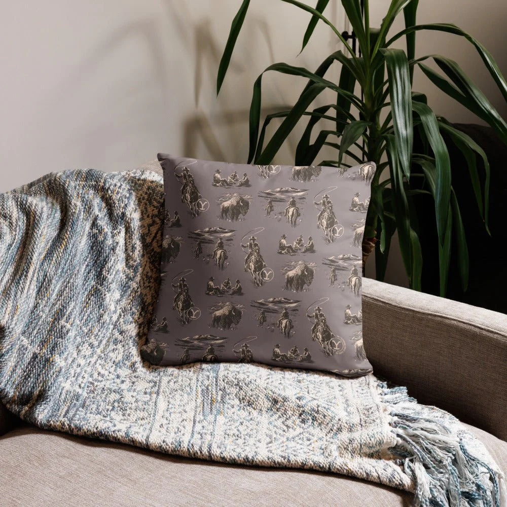 Yellowstone Cowboy Pattern Throw Pillow - Image 2