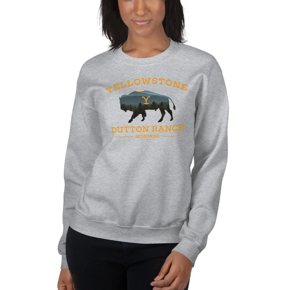 Yellowstone Dutton Ranch Bison Fleece Crewneck Sweatshirt - Image 3