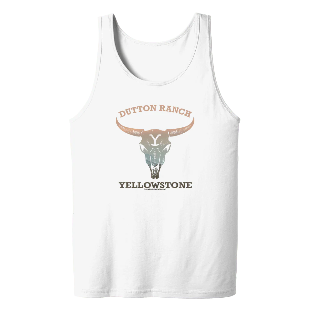 Yellowstone Dutton Ranch Cow Skull Adult Tank Top - Image 3
