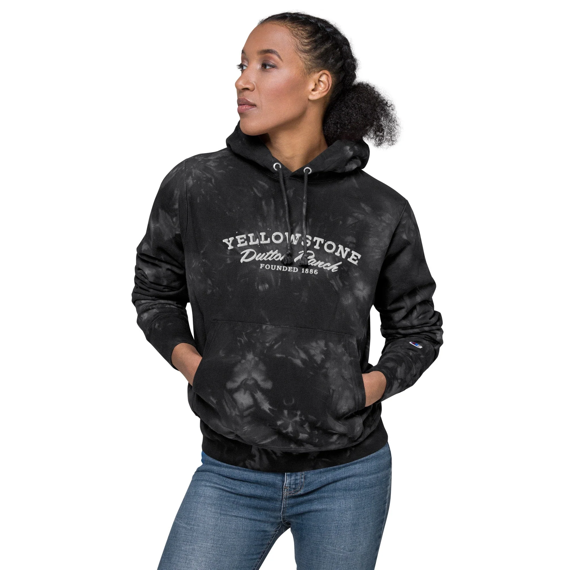 Yellowstone Dutton Ranch Logo Unisex Champion Tie Dye Hoodie - Image 4