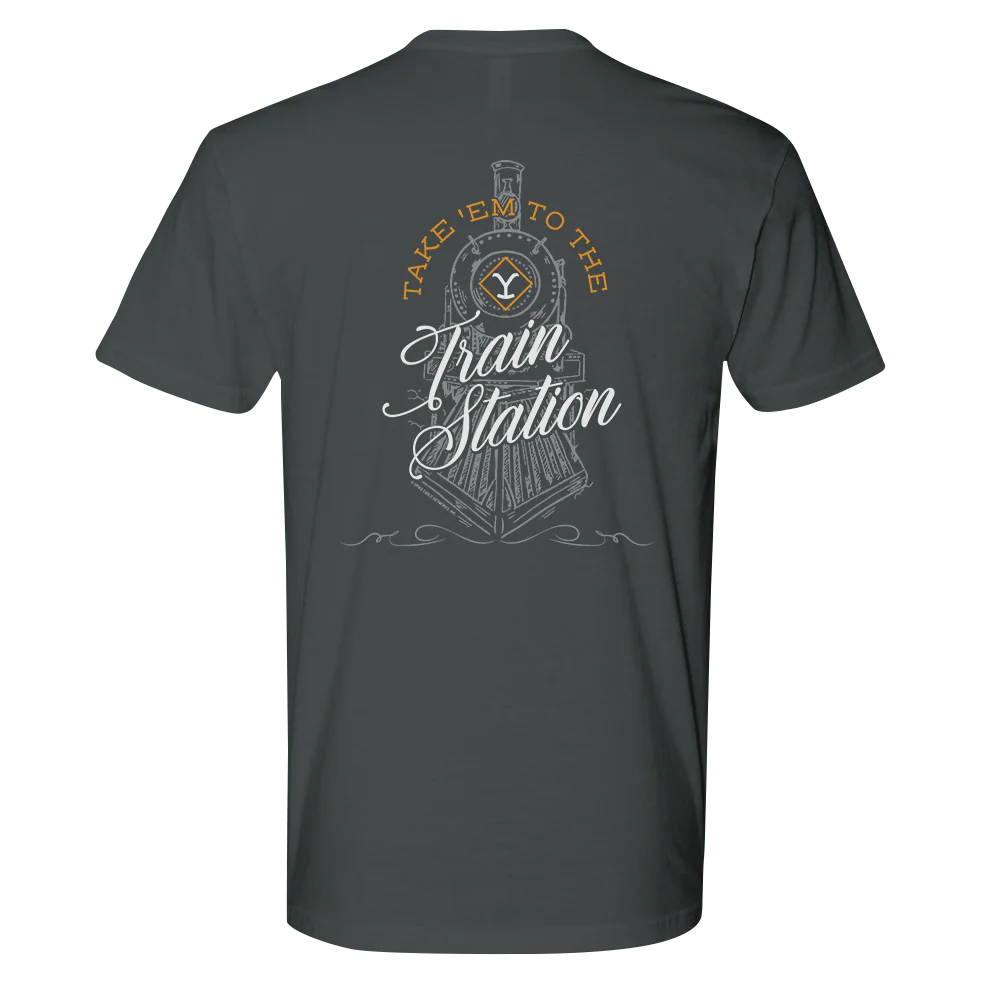 Yellowstone Take 'Em To The Train Station Adult Short Sleeve T-Shirt - Image 7