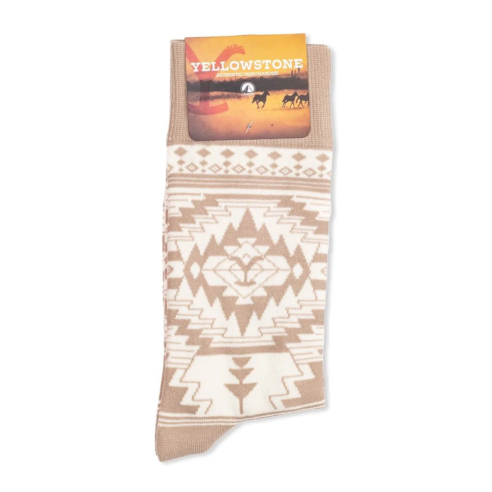 Yellowstone White Aztec Logo Socks - Image 8