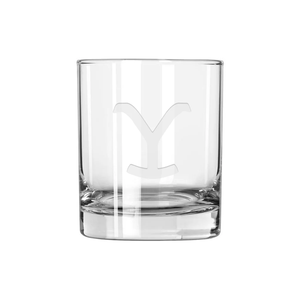 Yellowstone Y Logo Rocks Glass