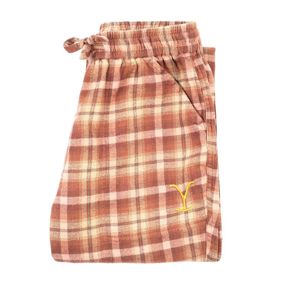 Yellowstone Embroidered Y Logo Women's Cabin Jams Flannel Pajama Pants - Image 16